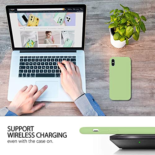 Image of VONZEE iPhone Xs max Cover Wireless Charging Support, Liquid Silicone Gel Rubber Shockproof Back Cover case Candy Phone Cases for iPhone Xs max (Matcha Green)