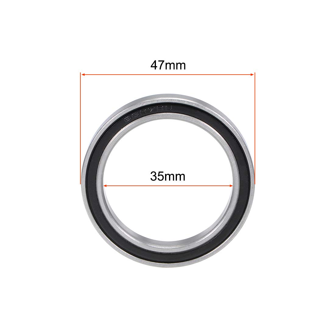 6807-2RS Ball Bearings - Double Sealed Chrome Steel -4