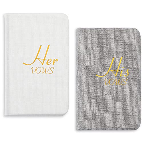 2 Pieces Wedding Day Vow Books His And Her Vow Booklets Paper Vow Book Keepsakes Wedding Day Officiant Books for Wedding Party Bridal Shower Newlyweds Couple Journal Cards, 2.3 x 3.8 Inch, 80 Pages