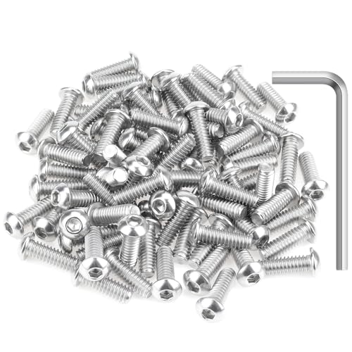 Image of 80 Pieces 1 /4-20 x 3 /4 inch Button Head Socket Cap Screws Bolts, HELIFOUNER 304 Stainless Steel (18-8) Screws, Bright Finish, Fully Threaded