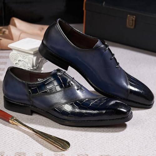 Oxford Handcrafted Men's Genuine Leather Lace up Dress Shoes3