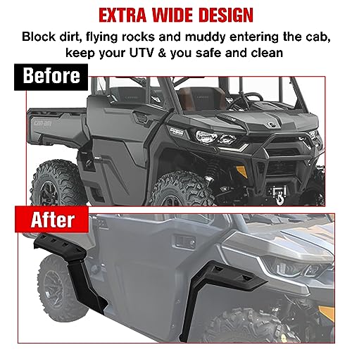 Image of Extended Fender Flares Compatible with Can-Am Defender HD5 HD8 HD10, Front & Rear Mud Flaps Guards Kit for Defender HD5 /HD8 /HD10 /MAX 2016-2022 (Replace 715006821 /715002424 /715006822)
