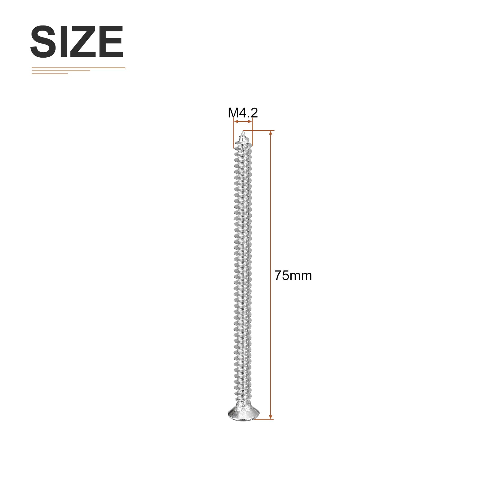 DTGN 20Pcs M4.2x75mm Flat Head Wood Screws, 304 Stainless Steel Phillips Self Tapping Screws - Good for Woodworking Furniture - Silver - Image 2