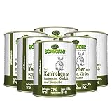 Schecker Nassfutter - Hundemenü mit 71% Kaninchen - Buchweizen - Kürbis - getreidefrei 6 x 820 g