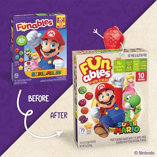 Image of Funables Super Mario Fruit Snacks, Assorted Fruit, 0.8 oz, 10 Ct