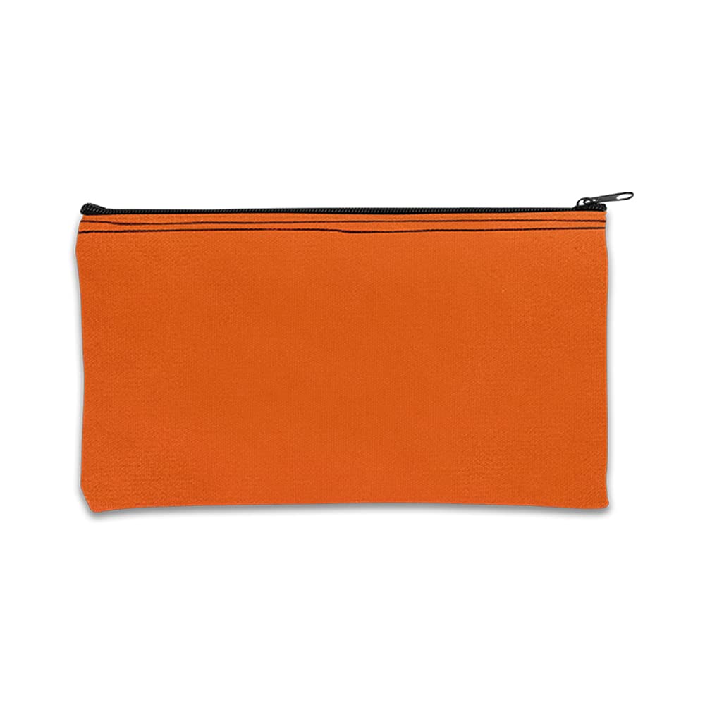 BankSupplies 14 oz Orange Canvas Zipper Bag- 12 x 8 - Compact Zipper Pouch - Multipurpose Utility Bag - Tool Bag - Pack of 7