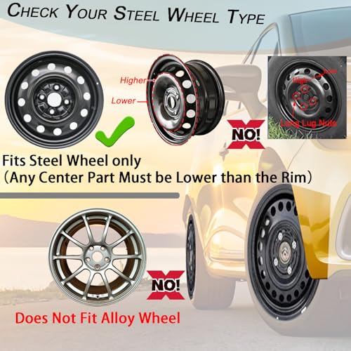 Image of Hubcap Wheel Cover Replacement R16 Hub Caps Universal-Fit Steel Wheel Rim Cover ABS Material Exterior Accessories for Car Truck SUV -Set of 4(16-inch,Silver-Black)