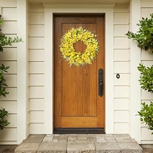 Sggvecsy Spring Wreaths for Front Door 21 Inches Artificial Forsythia Flower Wreath Yellow Daisy Wreath Summer Wreath with Lavender Green Leaves Silk Floral Wreath for Wall Home Indoor Outdoor Decor Sggvecsy Spring Wreaths for Front Door 21 Inches Artificial Forsythia Flower Wreath Yellow Daisy Wreath Summer Wreath with Lavender Green Leaves Silk Floral Wreath for Wall Home Indoor Outdoor Decor