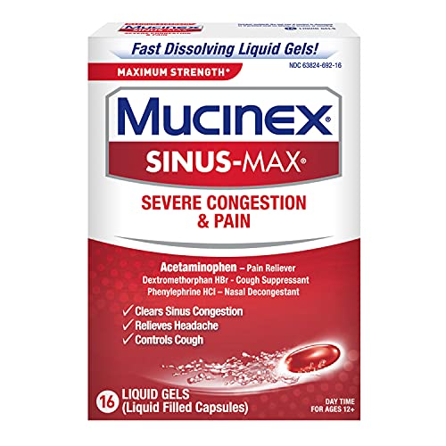 Mucinex Sinus-Max Max Strength Severe Congestion & Pain Liquid Gels, 16ct - image 1