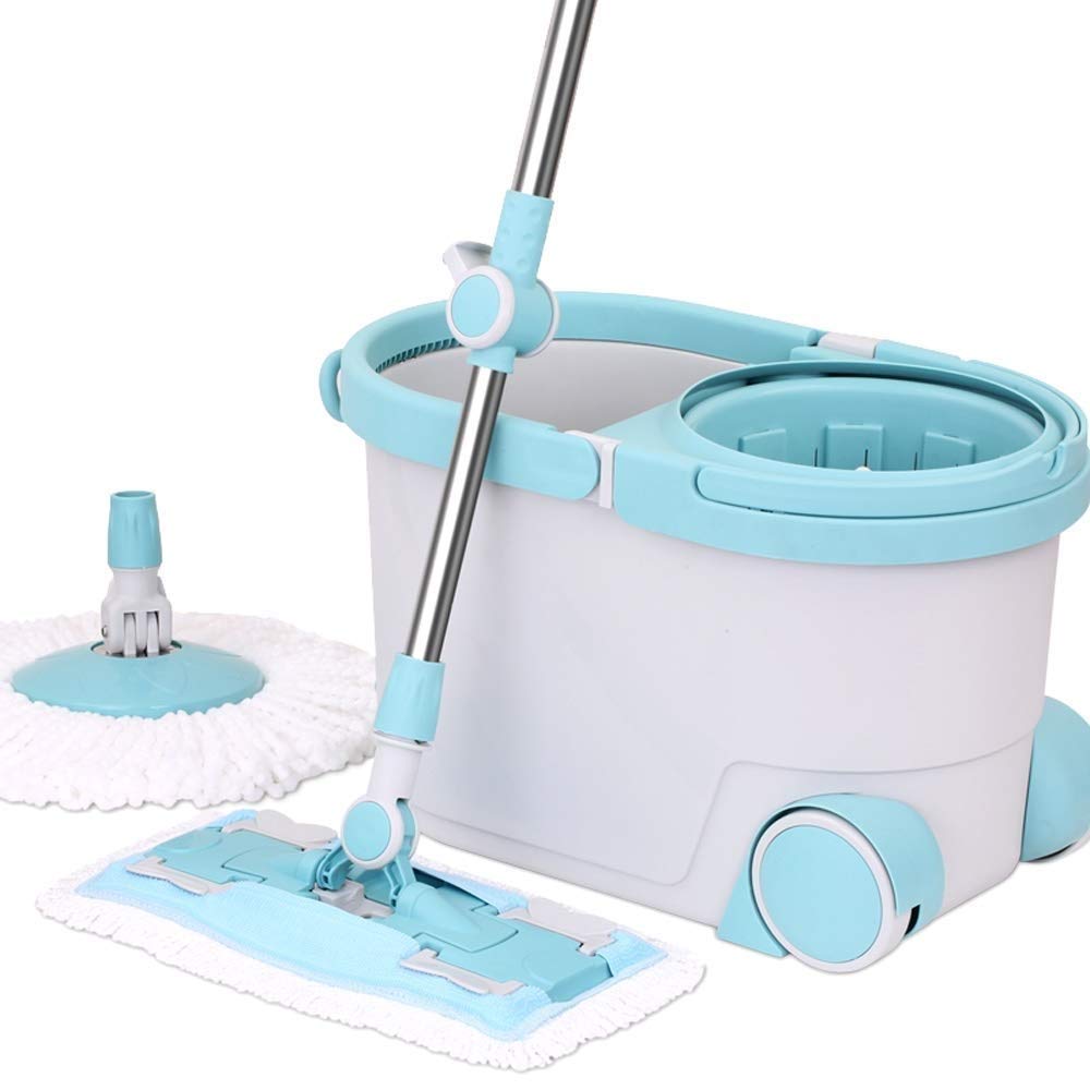 Family Essential Mop Rotante in Microfibra Spin Mop, Sistema di Pulizia del Pavimento con Secchio (A)