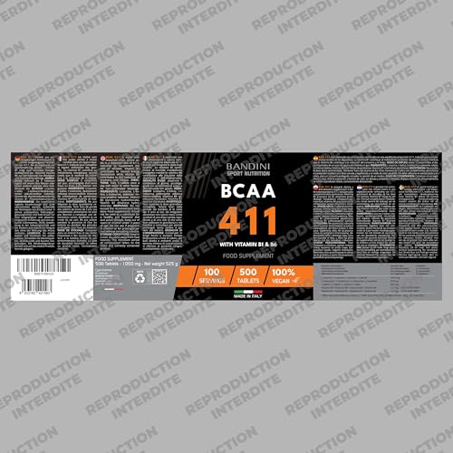 Bandini® BCAA 4.1.1 500 Comprimés = 100 Entrainements | Pré-workout Booster puissant | Sans OGM | Musculation & Fitness | Acide Aminés Essentiels Valine Leucine Vitamine B1 et B6 | Assimilation Rapide – Image 6