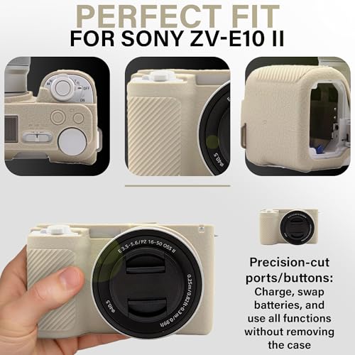 Funda de silicona para cámara Sony ZV-E10 II beige miniatura 3
