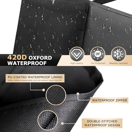 2 Pack Extra Large Patio Outdoor Cushion Storage Bag Waterproof 68" L x 30" W x 20" H Outdoor Cushion Furniture Storage Bag with Handle and Protective Zipper (Black, 2 Pack) by AIGOTSUKI - Image 3