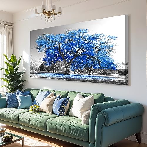 youkiswall art Bedroom Decor Painting Contemporary Blue Tree in Black