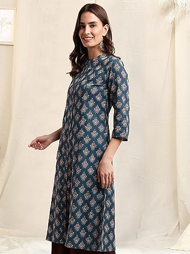 Image of MIRCHI FASHION Pure Cotton Kurti for Women | A-Line Kantha Work Printed Kurta for Woman | Ethnic Wear for Office & Daily Use (Single Piece)