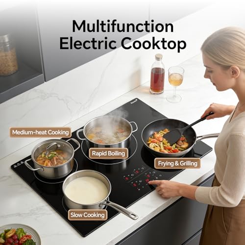 Image of Ranein Induction Cooktop 30 Inch, Build-in 4 Burners Electric Stove Top, 9 Power Settings, Max 7800W, Sensor-Control Induction Hob with Multiple Safety Protections, Compatible with Magnetic Cookers