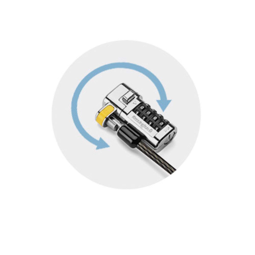 Kensington Câble de Sécurité à Clé NanoSaver pour Ordinateur, 2,3 Mètres, Technologie Antivol Hidden Pin -Technologie de Verrouillage Cleat pour une Protection Fiable, Convient aux Ordinateurs HP
