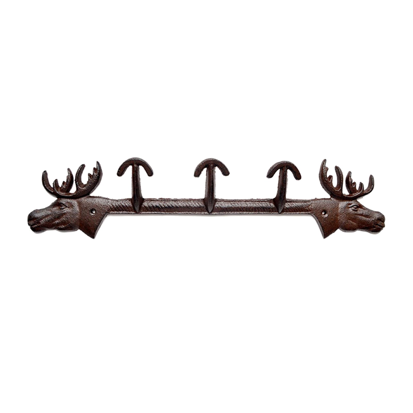 Nucelit Cast Iron Deer Wall Hook Set Sturdy Holder for Entryway Organization & Home Decor Decorative Black Metal Holder Hanger with Pre Installed Hardware