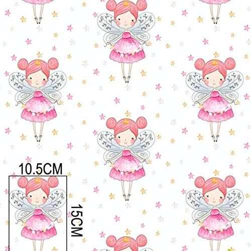 Pingianer - Tela para niños 100 % algodón, por metros, artesanía, tela de costura, diseño de hadas y estrellas