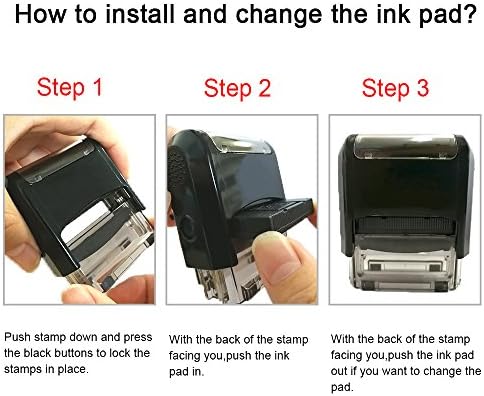 Custom Stamp Self Inking,Personalised Stamp,38 x 14 mm,3 Lines of Text Rubber Stamps for Teachers,Kids,Nurses,Doctors,Business,Card Making with 4 Optional Ink Colors-Black,Red,Blue,Green