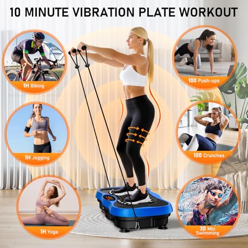 Image of Vibration Plate Exercise Machine, 130 Levels Full Body Workout Vibrating Plate for Lymphatic Drainage Weight Loss, 450 Lbs Capacity Shake Platform with Bluetooth for Women Men