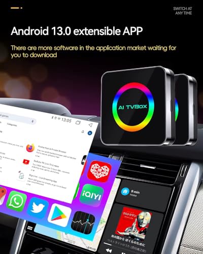 Image of SKORA AI Smart CarPlay Box Wireless Adapter | Apple CarPlay & Android Auto | 2GB RAM 16GB ROM | Netflix, YouTube, and Other apps | AI Voice Control, Split Screen, WiFi /Bluetooth, Plug & Play