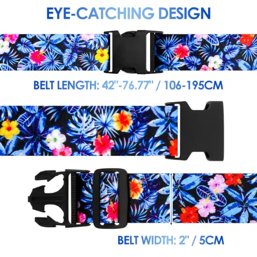 Image of Gutsdoor 2 Pack Luggage Straps for Suitcases, Adjustable Travel Belt, Suitcase Straps with Dual Lock, Quick Release, Over Handle, Luggage Connector Straps & Bright Luggage Belt. (Island Bloom)