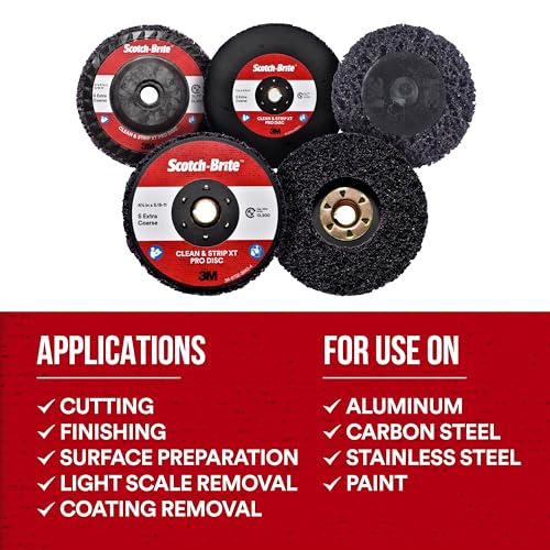 3M Scotch-Brite Clean and Strip XT Pro Disc, XO-DC, SiC Extra Coarse, T27, 4-1/2 in x 5/8"-11, Silicon Carbide Cuts Aggressively and Leaves a Fine Finish, Resists Loading, Purple by Cubitron - Image 9