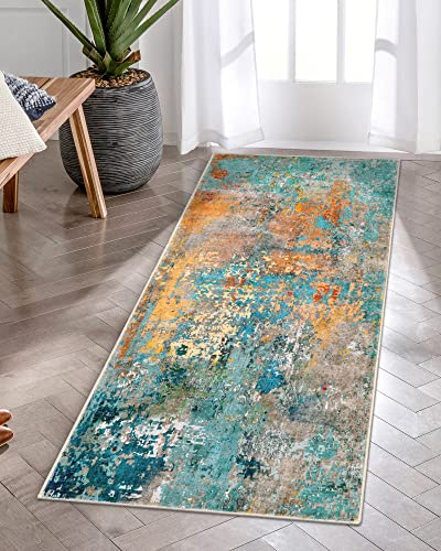 Lahome Modern Abstract Runner Rug - 2X4.3 Washable Hallway Rug Runner Soft Bathroom Mat, Non Slip Indoor Throw Carpet Runner For Bedside Camper Basement Laundry Room Front Door, Rosy Clouds #TOP18