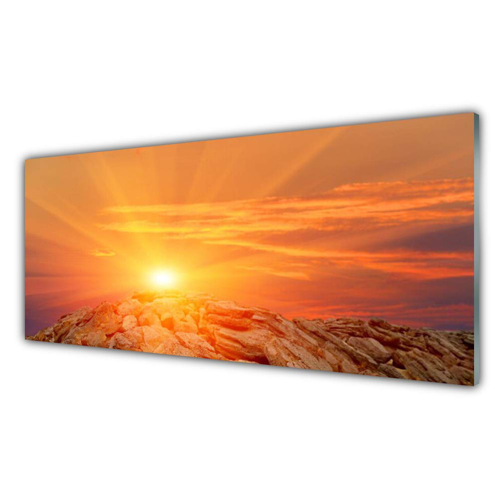 Tableau acrylique paysage soleil 125x50cm déco salon - Tulup