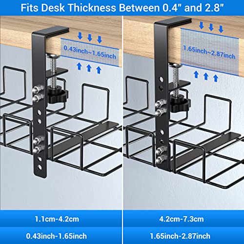 Under Desk Cable Management Tray - No Drill C-Clamp Table Mount Cord Organizer - 15.7“ High Capacity Adjustable Removable Docking Station Wire Holder Rack Home Office Computer Kitchen Raceway 1Pc #TOP1