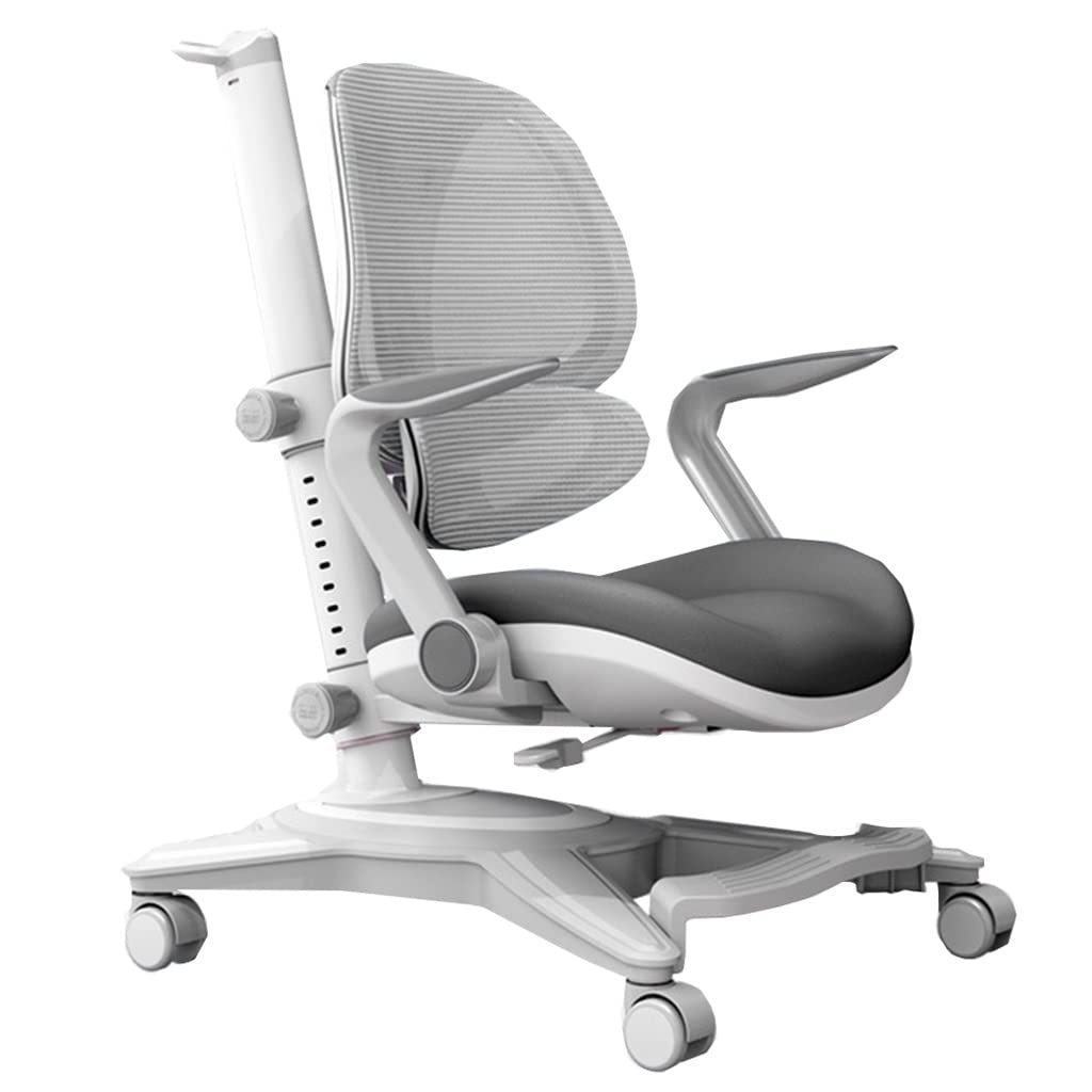 GIZNXBA Kids Desk Chair Kids Study Chair Kids Task Chair For School Child With Brake Casters Adjustable Height For Growing Child Footrest Lumbar Support Homeschool (Color : /Gray)