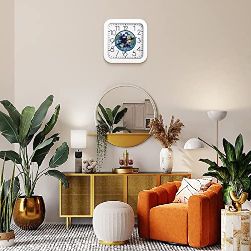 Pendule murale silencieuse Terre Moderne au design épuré 26cm de qualité - 8