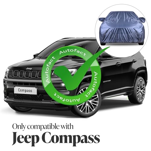 Image of Autofact Premium Car Cover for Compass | All Weather Water-Resistant Full Body Car Cover | Light-Weight Triple-Stitched Outdoor Shield with UV Protection, Dustproof & Heat-Resistant