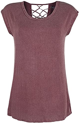 Black Premium by EMP Damen rotes T-Shirt mit Zierbändern L Cover