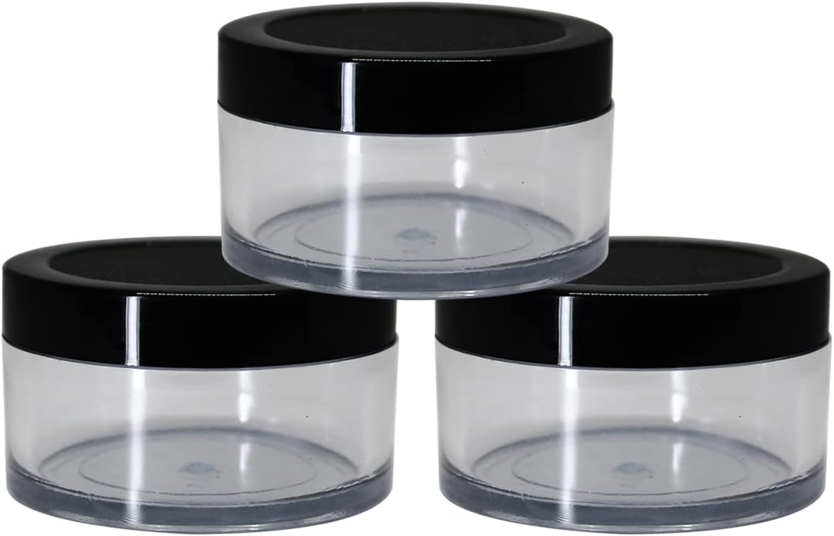 Acrylic Container San Jars with Black Outer Lid and Inner White Lid Set for Lip Balms, DIY Skin Care, Body Butters and Creams (Clear, 50 g) (12)