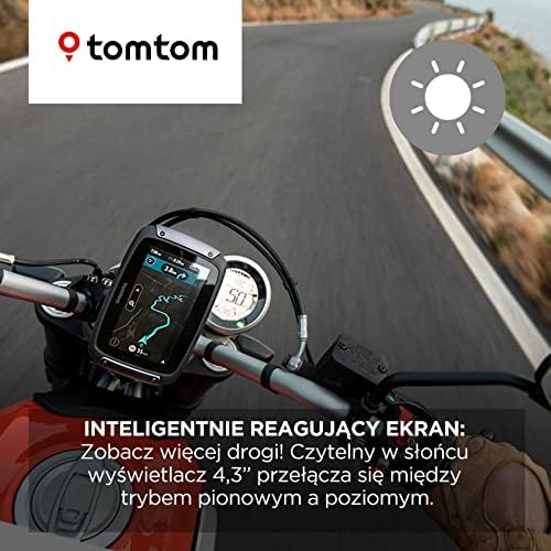 TomTom Rider 500 nawigacja motocyklowa GPS (ekran 4,3", planowanie krętych i pagórkowatych tras, mapy Europy, Wi-Fi, Siri, Google Now, TomTom Traffic)