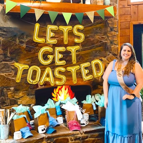 Image of Camp Bachelorette Decorations Lets Get Toasted Bachelorette Last Trail Before The Veil Bachelorette Decorations Balloons Sign Banner for Camping Themed Bridal Shower Wedding Decoration