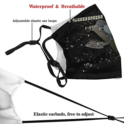 Mouth Cover Magic Scarf Headwear for Pittsburgh Hockey Fans Reusable Half Face Covering with 10 Filter