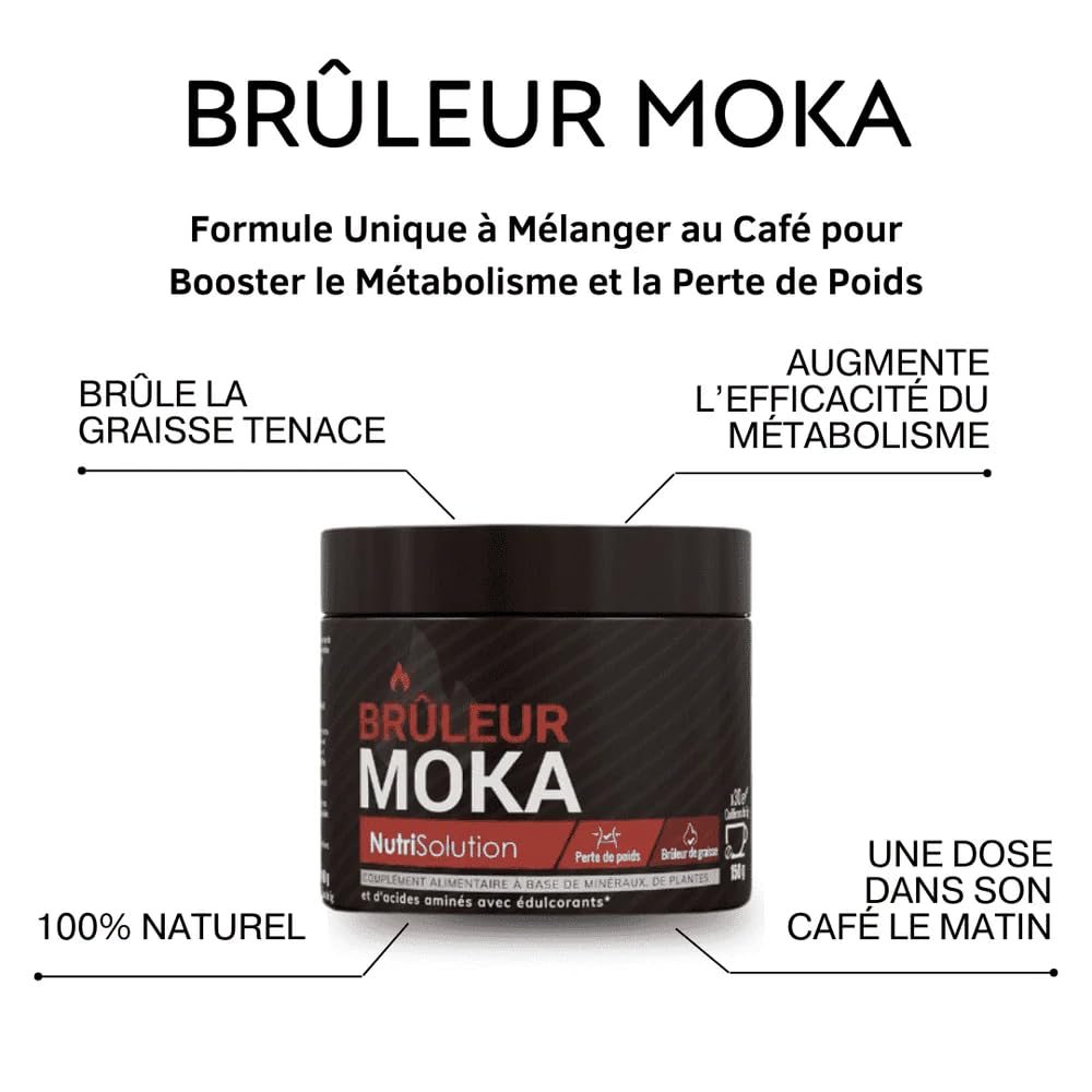 Brûleur Moka Nutrisolution Café Minceur Premium Brûle-Graisse Puissant 100% Ingrédients Naturels Végétarien Sans Gluten Sans OGM Fabriqué en France