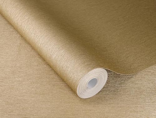 Rasch 608618 - Papel pintado, diseño de líneas, color dorado metálico