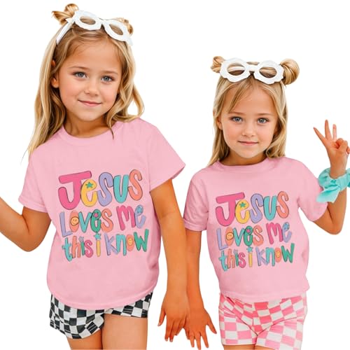 Image of BINTEHGS Jesus Shirts for Kids Christian Graphic Tees for Girls Religious God Tshirts Inspirational Bible Verse Cute T-Shirts