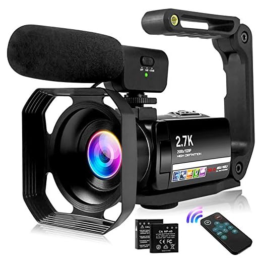 Video Camera 2.7K Vlogging Camera for YouTube 30MP Camcorder with Foldable Handheld Stabilizer Camcorder Video Camera 3.0" Touch Screen, Fill Light, Remote and Lens Hood