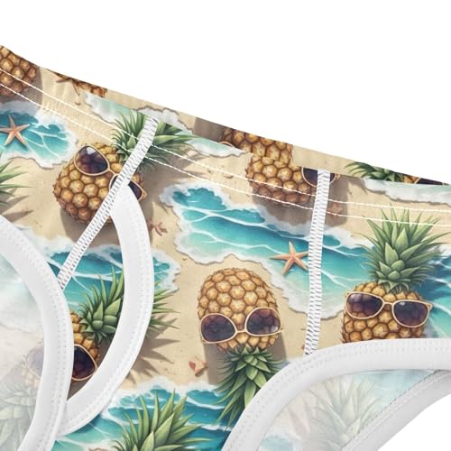 Pineapples Beach Ocean Tag Free Cotton Underwear, 2T Boys Underwear Briefs4