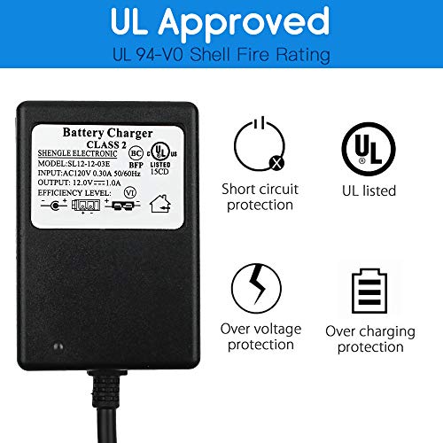 image for LotFancy 12V Battery Charger for Kids Ride On Toys, Power Supply Adapt