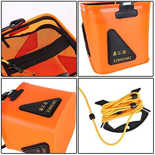 BIGBIGFAMILY Balde de Peixe Vivo, Balde Dobrável, Resistente, Impermeável, Caminhada, Acessórios de