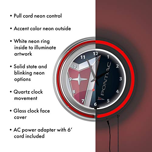 Pontiac Chrome Double Ring Neon Clock #TOP3