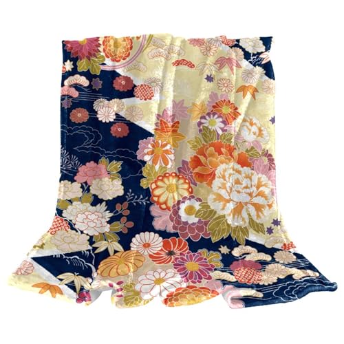 Couverture polaire fleur japonaise en microfibre de qualité supérieure douce