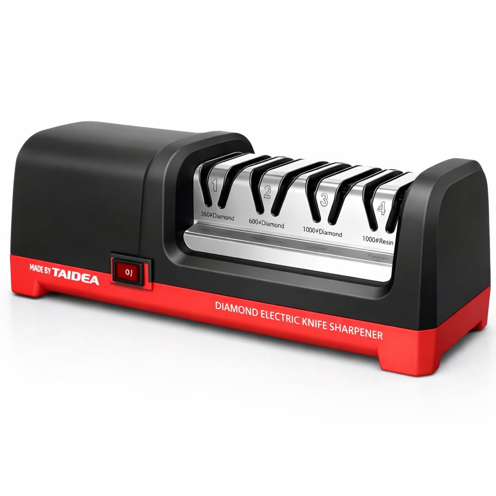 Electric Knife Sharpener Professional Kitchen 4-Stage Knife Sharpening Kit 3 Stage 100 Diamond Abrasive Resin Polishing 20 Precision