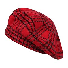 ZLYC Donna Inverno Cashmere Basco Scozzese Stile Francese Berretto Doppio Strato